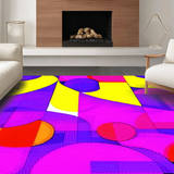 Ultra Soft Area Rug, Non Slip, Stain Resistant, Washable Area Rugs for Living Room, Bedroom, Playful Multicolor Graphic Geometry(Pink)