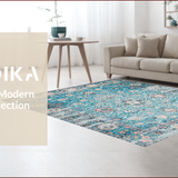 Ultra Soft Area Rug, Non Slip, Stain Resistant, Washable Area Rugs for Living Room, Bedroom, Whimsical Cozy Ogee Pattern(Blue)