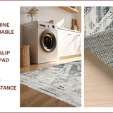 Ultra Soft Area Rug, Non Slip, Stain Resistant, Washable Area Rugs for Living Room, Bedroom, Rustic Vintage Ogee Motif(Gray)