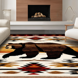 Ultra Soft Area Rug, Non Slip, Stain Resistant, Washable Area Rugs for Living Room, Bedroom, Vibrant Ethnic Geometric Print(Brown)