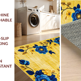Ultra Soft Area Rug, Non Slip, Stain Resistant, Washable Area Rugs for Living Room, Bedroom, Colorful Geometric Tiled Motif(Gold)