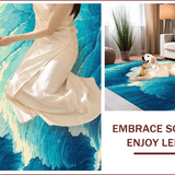 Ultra Soft Area Rug, Non Slip, Stain Resistant, Washable Area Rugs for Living Room, Bedroom, Coastal Blue Ocean Wave Living Room Rug(Blue)