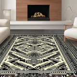 Ultra Soft Area Rug, Non Slip, Stain Resistant, Washable Area Rugs for Living Room, Bedroom, Tribal Black and White Aesthetic(Black)