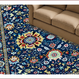 Ultra Soft Area Rug, Non Slip, Stain Resistant, Washable Area Rugs for Living Room, Bedroom, Elegant Geometric Floral Aesthetic(Blue)