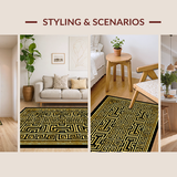 Ultra Soft Area Rug, Non Slip, Stain Resistant, Washable Area Rugs for Living Room, Bedroom, Contemporary Abstract Linear Aesthetic(Gold)
