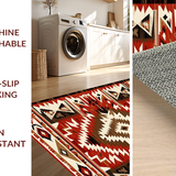 Ultra Soft Area Rug, Non Slip, Stain Resistant, Washable Area Rugs for Living Room, Bedroom, Southwest Inspired Geometric Elegance(Red)