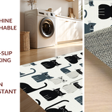 Ultra Soft Area Rug, Non Slip, Stain Resistant, Washable Area Rugs for Living Room, Bedroom, Cute Gray Cat Illustration Style(Black)