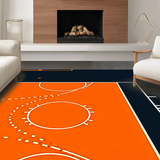 Ultra Soft Area Rug, Non Slip, Stain Resistant, Washable Area Rugs for Living Room, Bedroom, Dynamic Basketball Graphic Artistry(Orange)