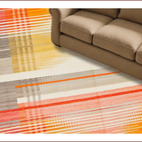 Ultra Soft Area Rug, Non Slip, Stain Resistant, Washable Area Rugs for Living Room, Bedroom, Vibrant Abstract Rainbow Motif(Orange)