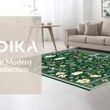 Ultra Soft Area Rug, Non Slip, Stain Resistant, Washable Area Rugs for Living Room, Bedroom, Artful Botanical Insect Composition(Green)