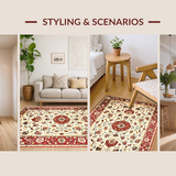 Ultra Soft Area Rug, Non Slip, Stain Resistant, Washable Area Rugs for Living Room, Bedroom, Rustic Earthy Toned Patterns(Red)