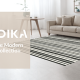 Ultra Soft Area Rug, Non Slip, Stain Resistant, Washable Area Rugs for Living Room, Bedroom, Contemporary Linear Rug With Parallel Bands Woven Entryway Decor(Black)