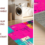 Ultra Soft Area Rug, Non Slip, Stain Resistant, Washable Area Rugs for Living Room, Bedroom, Eclectic Geometric Color Pop(Pink)