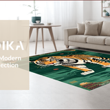 Ultra Soft Area Rug, Non Slip, Stain Resistant, Washable Area Rugs for Living Room, Bedroom, Vibrant Green Animal Motif(Brown)