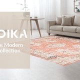 Ultra Soft Area Rug, Non Slip, Stain Resistant, Washable Area Rugs for Living Room, Bedroom, Whimsical Peach Blossom Style(Orange)