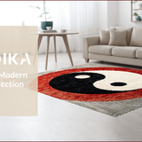 Ultra Soft Area Rug, Non Slip, Stain Resistant, Washable Area Rugs for Living Room, Bedroom, yin yang circle rug(Red)