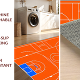 Ultra Soft Area Rug, Non Slip, Stain Resistant, Washable Area Rugs for Living Room, Bedroom, Vibrant Sports Field Theme(Orange)