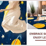 Ultra Soft Area Rug, Non Slip, Stain Resistant, Washable Area Rugs for Living Room, Bedroom, Whimsical Cosmic Planetary Landscape(Blue)