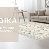 Ultra Soft Area Rug, Non Slip, Stain Resistant, Washable Area Rugs for Living Room, Bedroom, Sophisticated Luxe Ogee Shape(Beige)