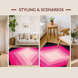 Ultra Soft Area Rug, Non Slip, Stain Resistant, Washable Area Rugs for Living Room, Bedroom, Stylish Colorful Abstract Artistic Piece(Pink)
