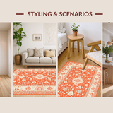 Ultra Soft Area Rug, Non Slip, Stain Resistant, Washable Area Rugs for Living Room, Bedroom, Luxurious Minimalist Tiled Arrangement(Orange)
