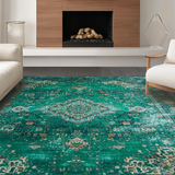 Ultra Soft Area Rug, Non Slip, Stain Resistant, Washable Area Rugs for Living Room, Bedroom, Classic Ornate Medallion Patterns(Blue)
