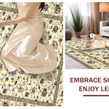 Ultra Soft Area Rug, Non Slip, Stain Resistant, Washable Area Rugs for Living Room, Bedroom, Bright White Petal Accents(Beige)