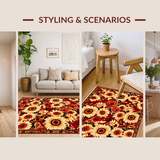 Ultra Soft Area Rug, Non Slip, Stain Resistant, Washable Area Rugs for Living Room, Bedroom, Striking Handwoven Floral Elegance(Red)