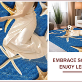 Ultra Soft Area Rug, Non Slip, Stain Resistant, Washable Area Rugs for Living Room, Bedroom, Coastal Starfish Navy Living Room Rug(Blue)