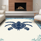 Ultra Soft Area Rug, Non Slip, Stain Resistant, Washable Area Rugs for Living Room, Bedroom, Playful Turtle Graphic Detail(White)