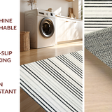 Ultra Soft Area Rug, Non Slip, Stain Resistant, Washable Area Rugs for Living Room, Bedroom, Contemporary Linear Design Area Rug(Black)