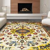 Ultra Soft Area Rug, Non Slip, Stain Resistant, Washable Area Rugs for Living Room, Bedroom, Abstract Colorful Floral Harmony(Yellow)