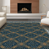 Contemporary Lattice Print with Depth(Blue)