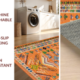 Ultra Soft Area Rug, Non Slip, Stain Resistant, Washable Area Rugs for Living Room, Bedroom, Bold Oceanic Wave Motif(Orange)