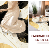 Elegant Softened Gold Linear Shapes(Black)