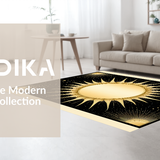 Ultra Soft Area Rug, Non Slip, Stain Resistant, Washable Area Rugs for Living Room, Bedroom, Vibrant Sunburst Geometric Aesthetic(Gold)