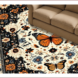 Ultra Soft Area Rug, Non Slip, Stain Resistant, Washable Area Rugs for Living Room, Bedroom, Artistic Insect Motif in Earthy Tones(Black)