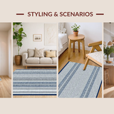 Ultra Soft Area Rug, Non Slip, Stain Resistant, Washable Area Rugs for Living Room, Bedroom, Luxurious Navy Tiled Arrangement(White)