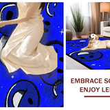 Ultra Soft Area Rug, Non Slip, Stain Resistant, Washable Area Rugs for Living Room, Bedroom, Funky Blue Circular Pop(Blue)