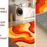 Ultra Soft Area Rug, Non Slip, Stain Resistant, Washable Area Rugs for Living Room, Bedroom, Whimsical Colorful Fluid Design(Orange)