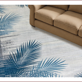 Ultra Soft Area Rug, Non Slip, Stain Resistant, Washable Area Rugs for Living Room, Bedroom, Tropical Inspired Botanical Motif(Blue)