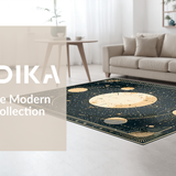 Ultra Soft Area Rug, Non Slip, Stain Resistant, Washable Area Rugs for Living Room, Bedroom, Stylish Modern Starry Night Theme(Gold)
