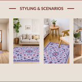 Ultra Soft Area Rug, Non Slip, Stain Resistant, Washable Area Rugs for Living Room, Bedroom, Boho Floral Machine Washable(Purple)