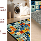 Ultra Soft Area Rug, Non Slip, Stain Resistant, Washable Area Rugs for Living Room, Bedroom, Chic Playful Alphabetic Motif(Orange)
