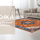 Ultra Soft Area Rug, Non Slip, Stain Resistant, Washable Area Rugs for Living Room, Bedroom, Cheerful Multi-Tonal Floral Element(Orange)