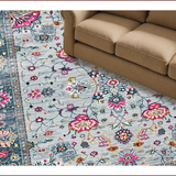 Ultra Soft Area Rug, Non Slip, Stain Resistant, Washable Area Rugs for Living Room, Bedroom, Rustic Earthy Trellis Motif(Gray)