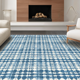 Ultra Soft Area Rug, Non Slip, Stain Resistant, Washable Area Rugs for Living Room, Bedroom, Preppy Blue & White Scallop Rug: Aesthetic Bow Accent for Any Decor(Blue)