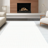 Ultra Soft Area Rug, Non Slip, Stain Resistant, Washable Area Rugs for Living Room, Bedroom, Sophisticated Monochrome Stripe(White)