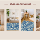 Ultra Soft Area Rug, Non Slip, Stain Resistant, Washable Area Rugs for Living Room, Bedroom, Elegant Damask Front Porch Stain-Resistant Rug(Blue)