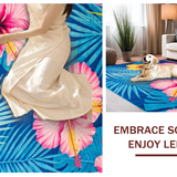 Ultra Soft Area Rug, Non Slip, Stain Resistant, Washable Area Rugs for Living Room, Bedroom, Vibrant Tropical Floral Motif(Blue)